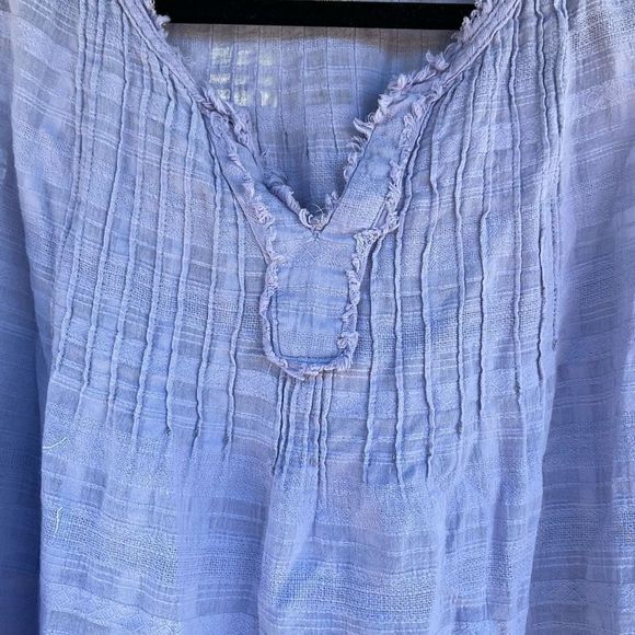 Knox Rose Blue 100% Cotton Sleeveless Raw Hem Floral Blouse Top Size 2XL XXL - Picture 6 of 7